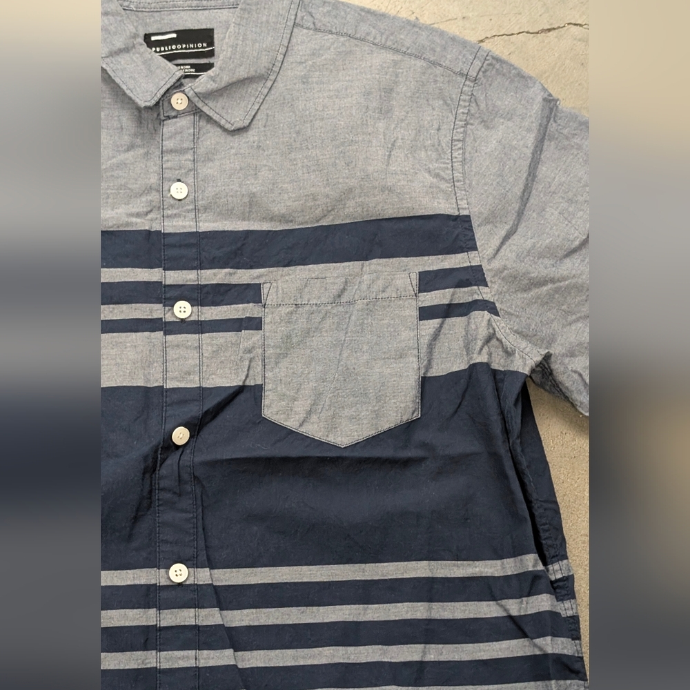 Public Opinion Button Down Short Sleeve Shirt, Medium - Picture 1 of 9